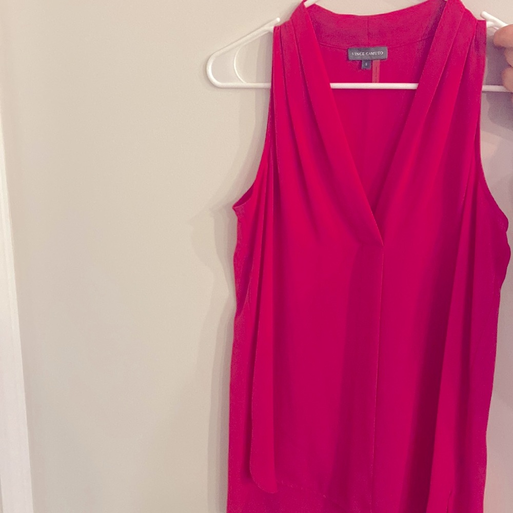 Small Vince Camaro Work Blouse in Bright Pink.
